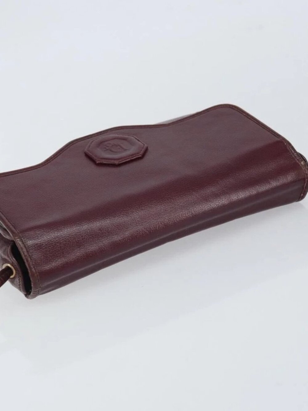 Christian Dior Shoulder Bag Leather Bordeaux Gold Auth - Picture 8 of 14